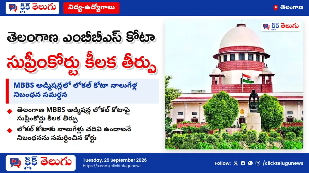 తెలంగాణ ఎంబీబీఎస్ లోకల్ కోటాపై సుప్రీంకోర్టు తీర్పు