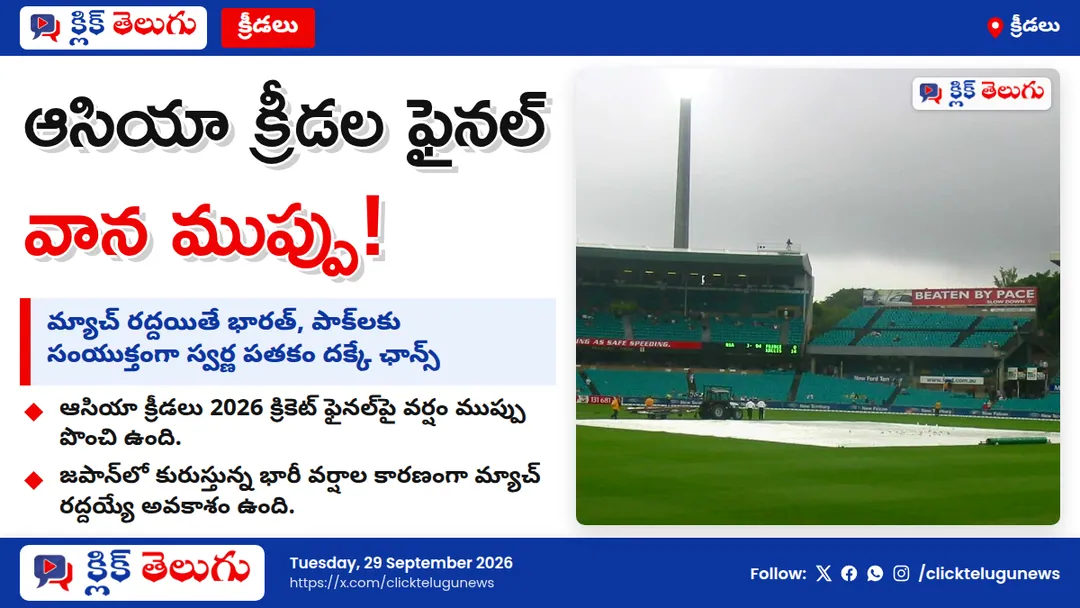ఆసియా క్రీడల ఫైనల్‌కు వాన ముప్పు