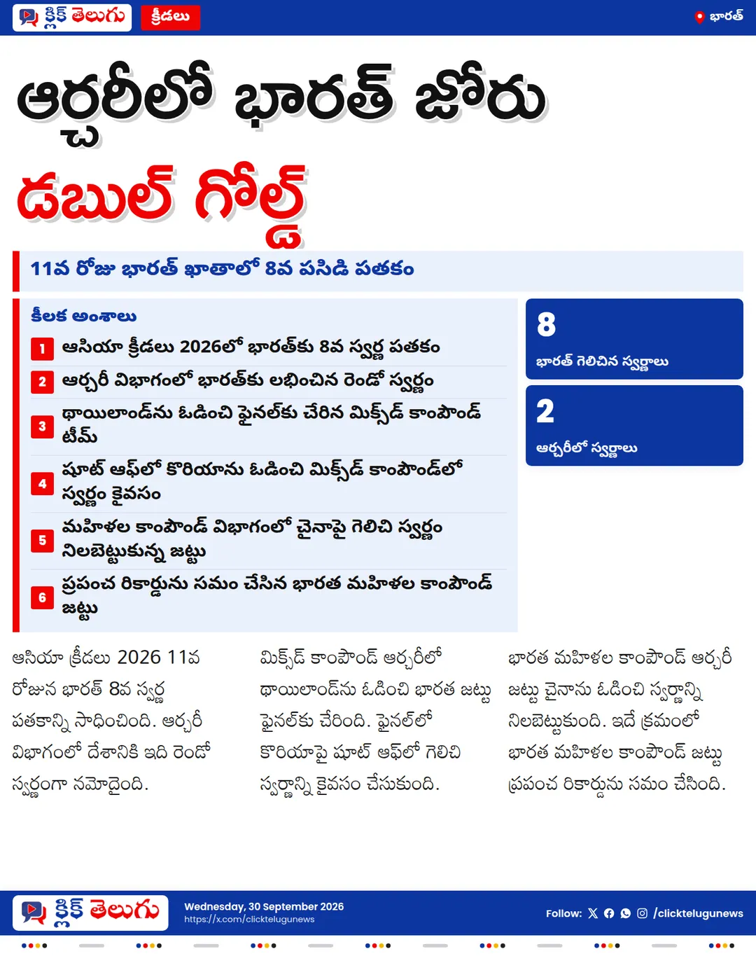 ఆసియా క్రీడల్లో ఆర్చర్ల పసిడి వేట