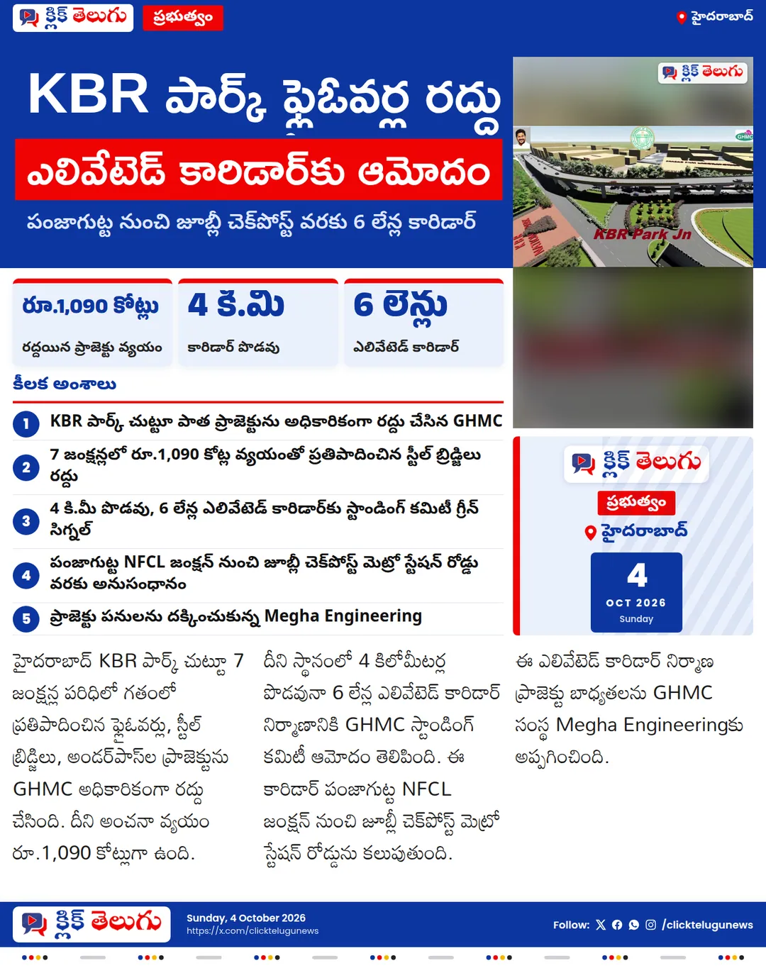 KBR పార్క్ ఫ్లైఓవర్ల ప్రాజెక్టును రద్దు చేసిన GHMC
