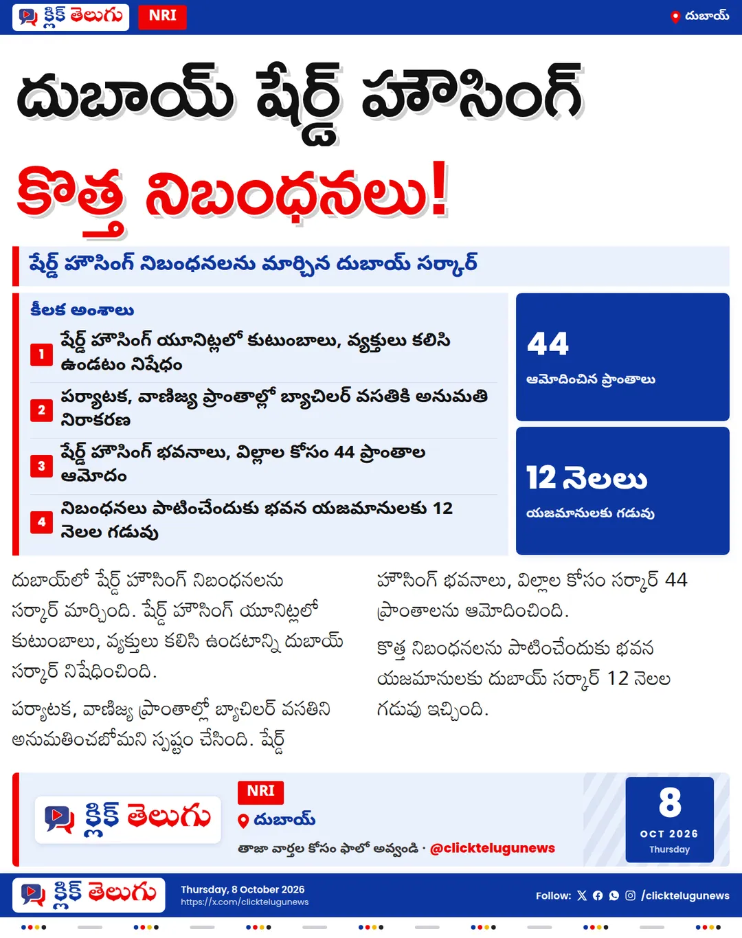 దుబాయ్లో మారిన షేర్డ్ హౌసింగ్ రూల్స్.. కుటుంబాలతో కలిసి బ్యాచిలర్స్ ఉండటంపై బ్యాన్