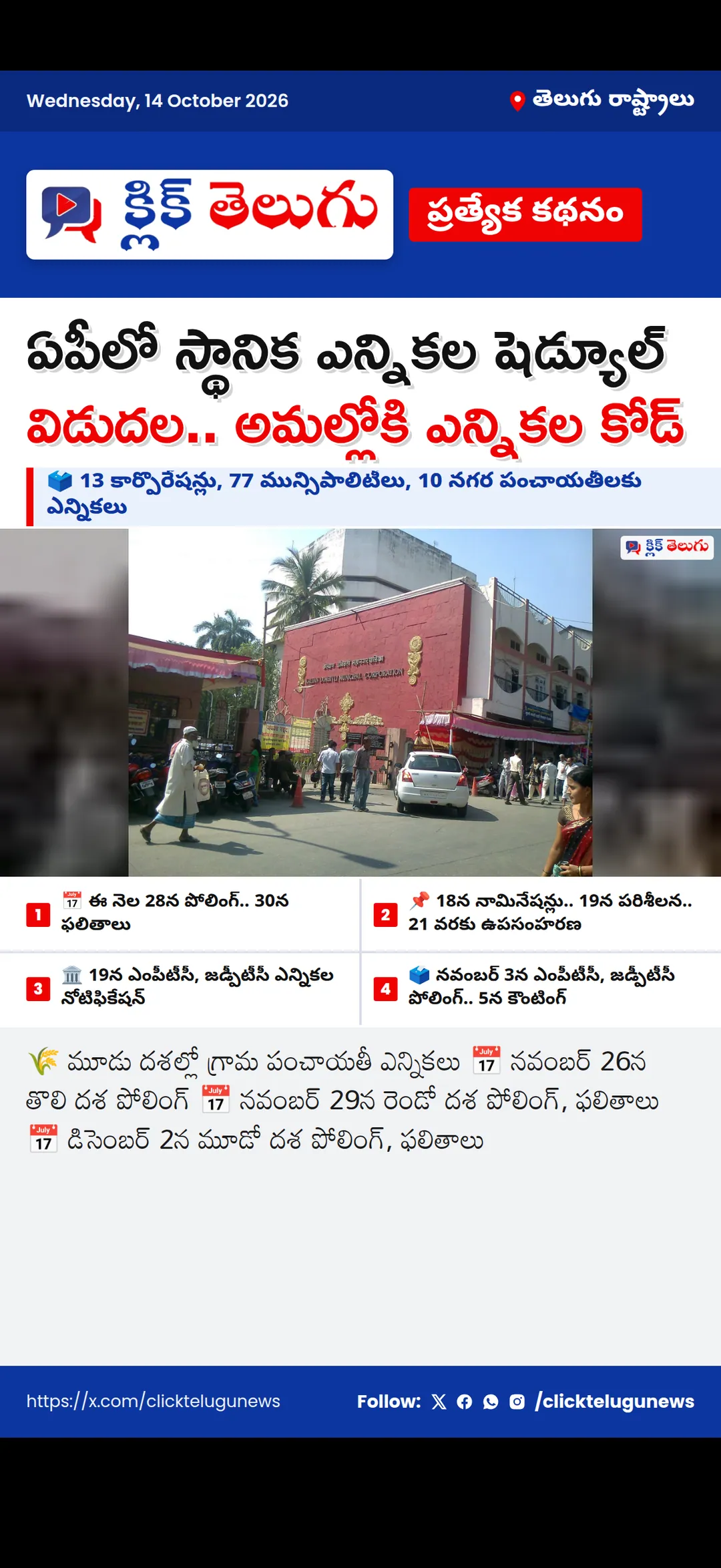 ఏపీలో స్థానిక ఎన్నికల షెడ్యూల్ విడుదల.. అమల్లోకి ఎన్నికల కోడ్